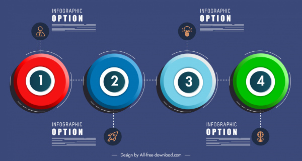 pilihan template Infografis berwarna-warni dekorasi lingkaran modern