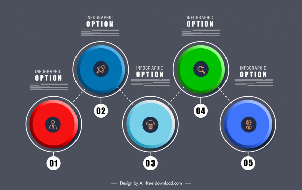 modèle d'option infographie coloré symmétrique symmétrique rondes plates croquis