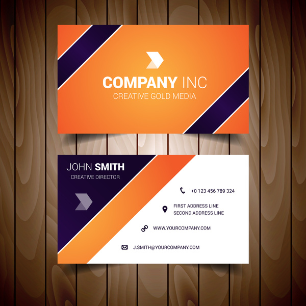 オレンジと濃い青の企業ビジネス カード