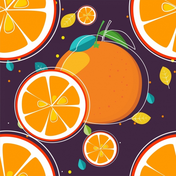 couleur de fond orange design plat tranches icônes