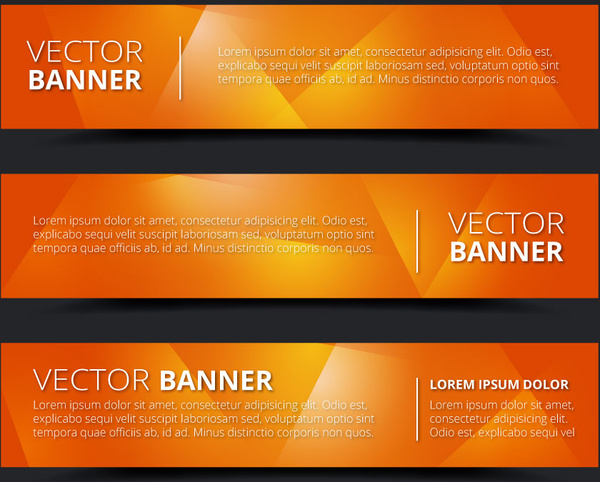 orangem Hintergrund horizontale Banner Vektor sets