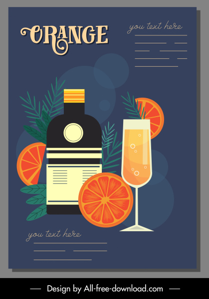 البرتقال المشروبات الإعلانية راية الملونة شقة الديكور الكلاسيكي
