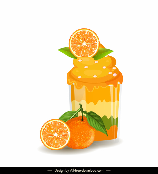 bolinho de laranja ícone brilhante colorido 3d desenho