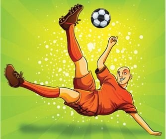 Orange Dress Soccer Playing Flaying Kick Vector Art