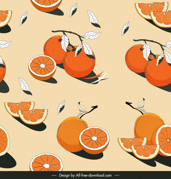 naranja frutas patrón clásico dibujado a mano diseño