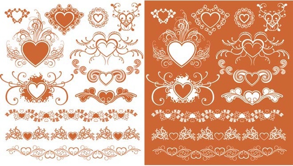Orange Herz-Design-Elemente für Karte Design Valentine Vektor