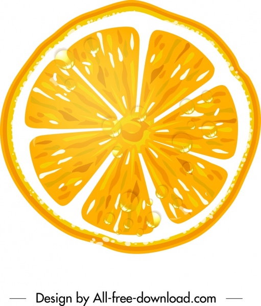icon jeruk kuning datar slice closeup dekorasi