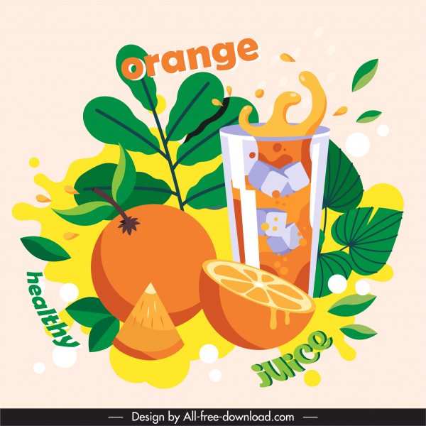 portakal suyu reklam afiş renkli dinamik klasik tasarım