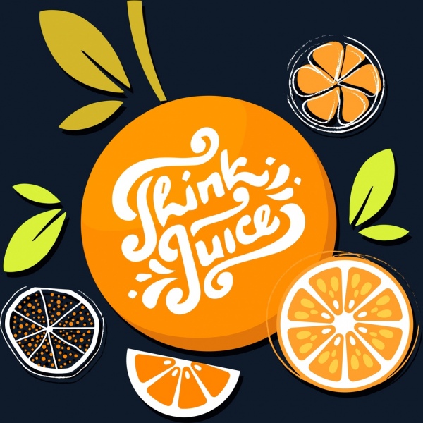 апельсиновый сок рекламы плоская классическая цветной дизайн