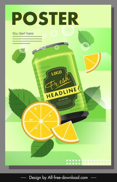 portakal suyu reklam afiş renkli düz dinamik kroki