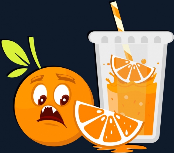 jugo de naranja fondo divertido estilizado diseño miedo emoción