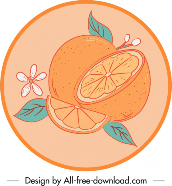 orange Etikettenvorlage handgezeichnete Scheiben Skizze Retro-Design