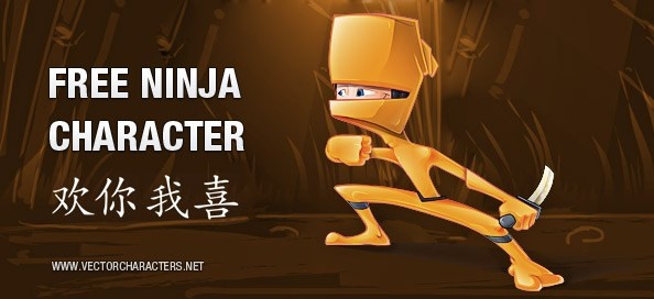 Orange Ninja Vektor Charakter