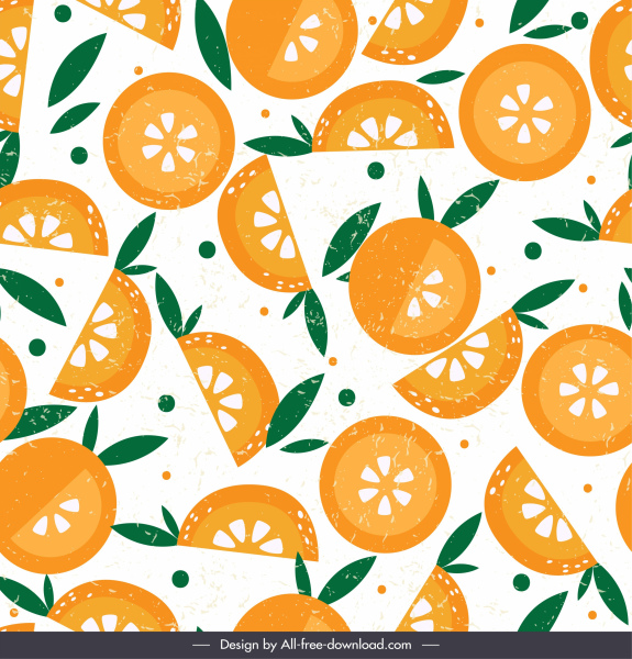 plantilla de patrón naranja plana rebanadas retro decoración