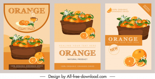 オレンジ色の製品リーフレットテンプレートレトロ手描きデザイン