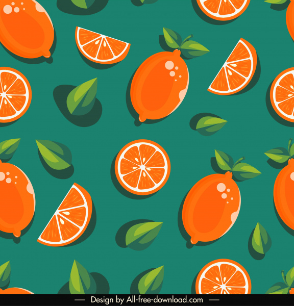 Orange Slices Pattern Template Flat Classical Handdrawn Repeating