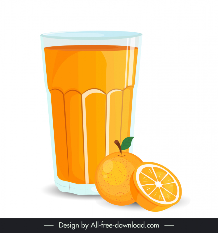 Ícone de vidro de smoothie laranja 3D design clássico de frutas de vidro