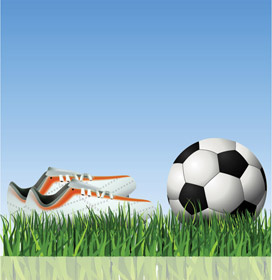 รองเท้าฟุตบอลสีส้มกับฟุตบอลเวกเตอร์