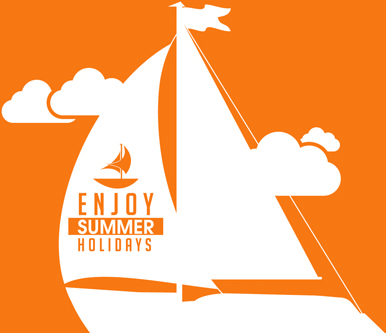 cartel de vector de estilos naranja verano vacaciones