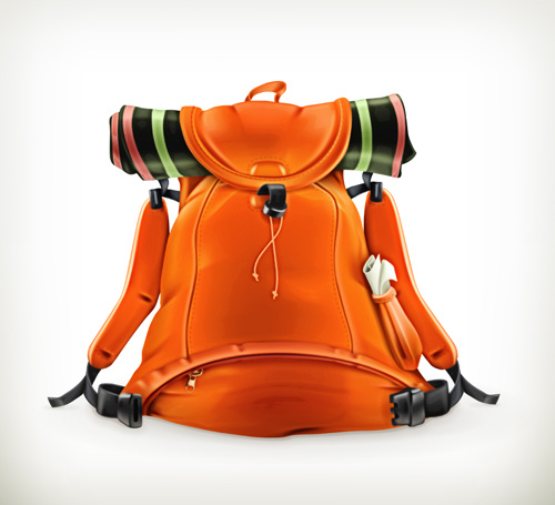 vector de mochila de viaje naranja