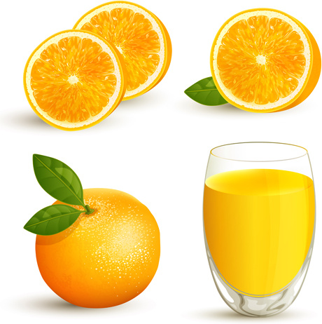 jeruk dengan jus kreatif vektor