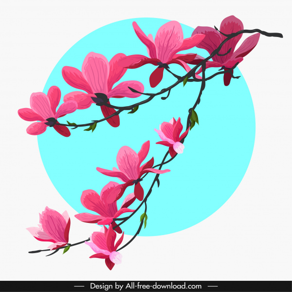 lukisan bunga anggrek berwarna dekorasi klasik sketsa cabang