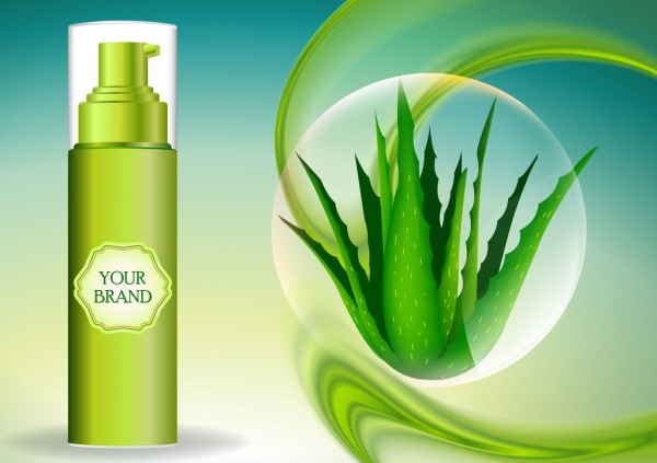 Bio Kosmetik Werbung Aloe Sprüher Symbole ornament
