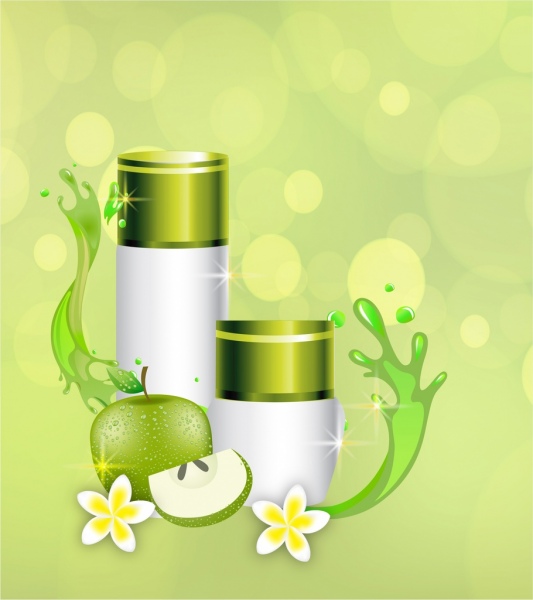 Quảng cáo mỹ phẩm hữu cơ táo bơ biểu tượng hoa ống