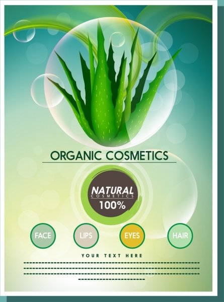 Promoción de cosméticos orgánicos de Aloe icono bandera de adorno