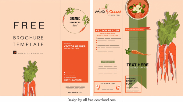 brochure alimentare biologico tema carota colorato classico arredamento