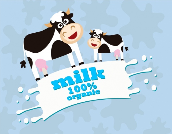promozione del latte biologico banner schizzi vacche da latte decorazione