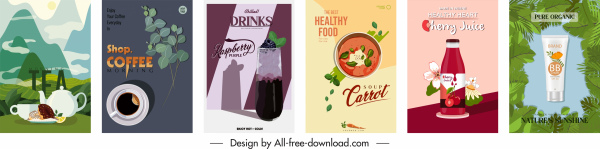 bandeiras de publicidade de produtos orgânicos colorido elegante design clássico