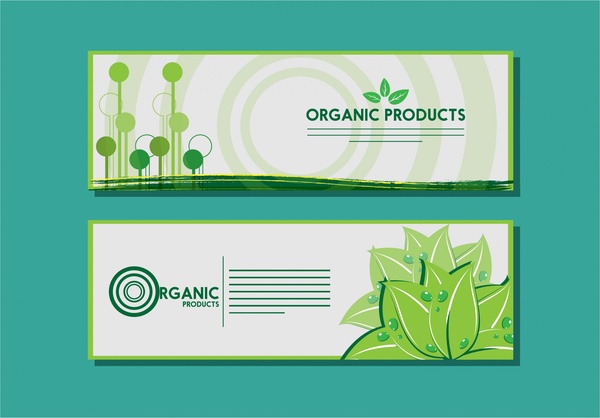 produto orgânico bandeira projeto círculo e plantas de fundo
