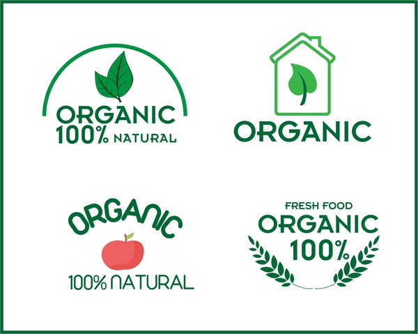 有機製品のロゴは、様々 なシンボル デザイン コレクションを設定します