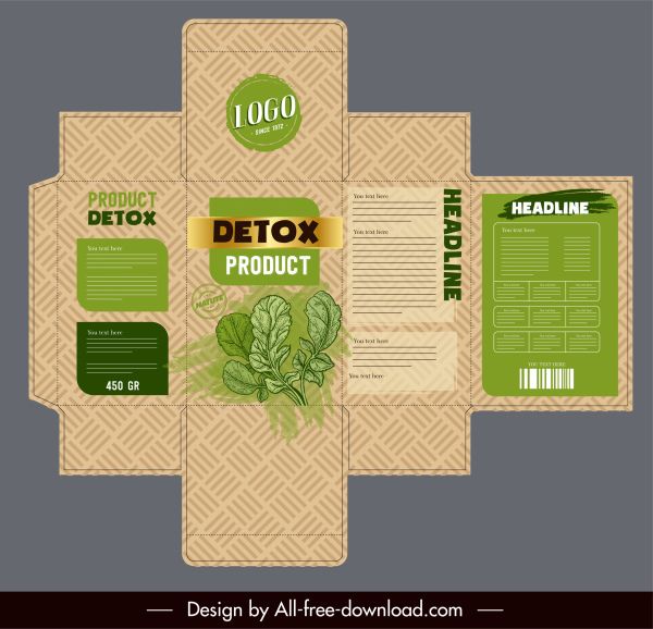 organik ürün paketi şablonu klasik bitkiler dekor