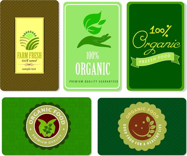 produk organik Tag berbagai simbol elemen desain