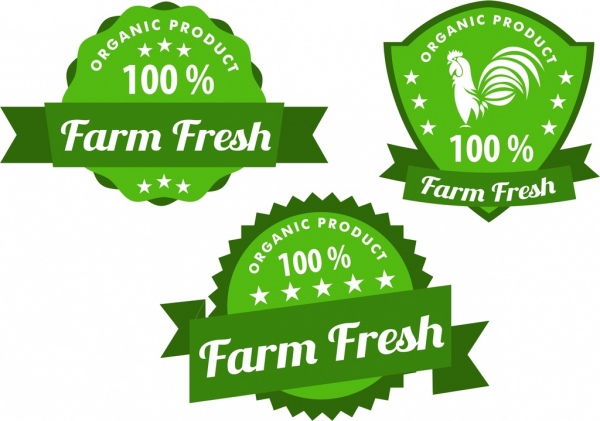 Las etiquetas de diversos productos orgánicos colección de diseño en forma de verde