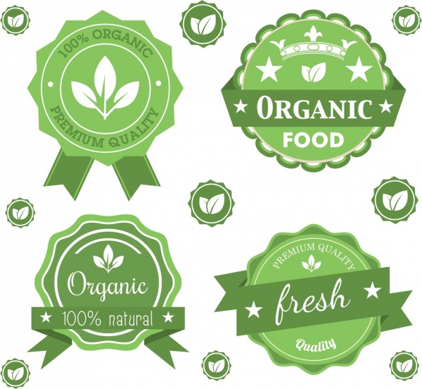 selos orgânicos define verde enfeite estrela ícones de folha