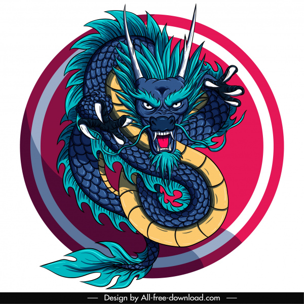 dragon oriental modèle classique impressionnant design coloré