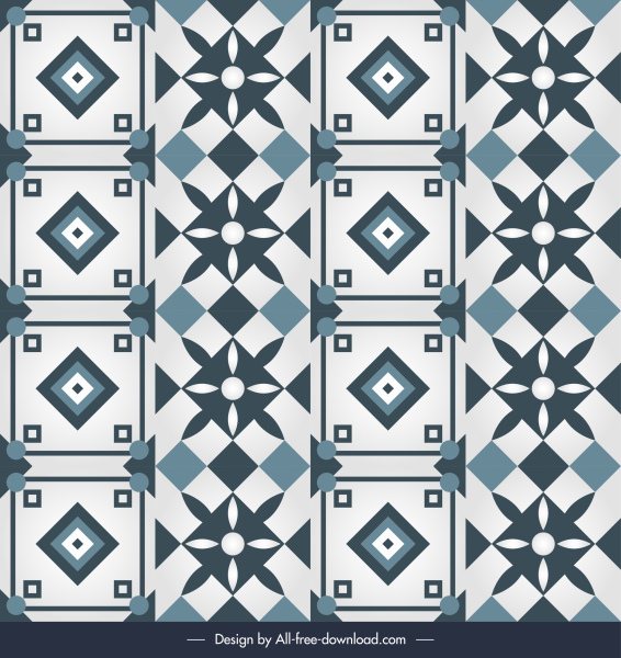 Oriental pola template flat pengulangan simetris dekorasi klasik
