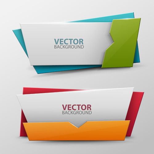 Origami Colored Banners Colored Vectors