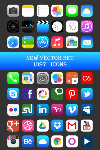 Original Design-ios7-Media-Icons Vektor