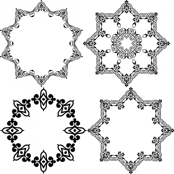desenho de círculos ornamentais com vários clássicos em forma de quadro