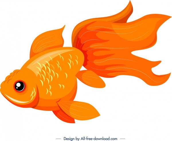 관 상용 물고기 아이콘 밝은 오렌지 장식