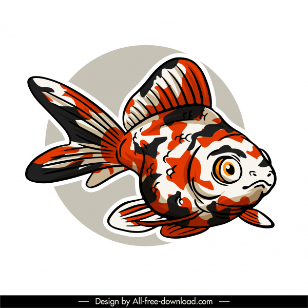 ícone ornamental de peixe clássico desenhado à mão esboço