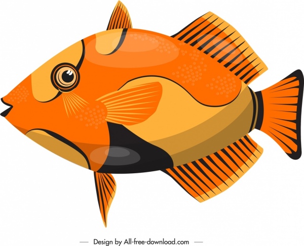 ikan hias ikon desain datar warna-warni modern