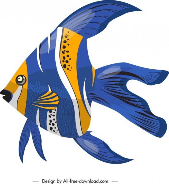 観賞魚のアイコン光沢のある明るいカラフルな装飾