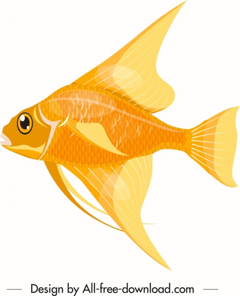 장식용 물고기 아이콘 반짝이는 황금 장식