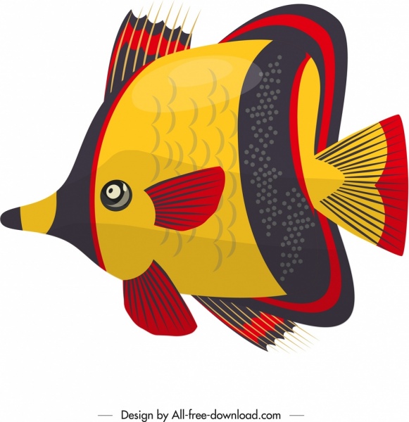 ikan hias lukisan warna-warni datar desain