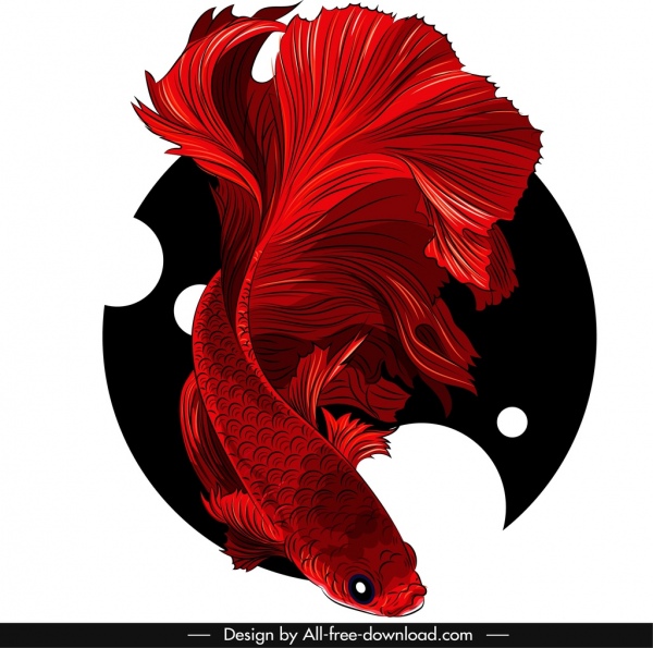 رسم أسماك الزينة اللوحة 3d مبهرج أحمر